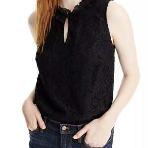 J Crew Floral Lace Ruffle Neck Top Blouse Size XS